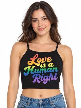Spencer’s “Love Is a Human Right” Pride Crop Top — Size Large